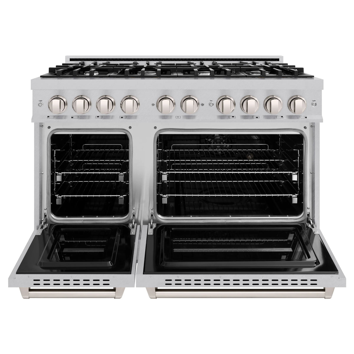 ZLINE - 48 in. 6.7 cu. ft. Classic Double Oven Dual Fuel Range with 8 Burner Gas Cooktop in Satin Stainless Steel (CDRS-48)