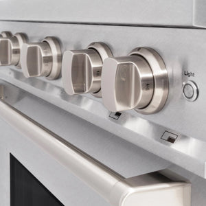 ZLINE - 30 in. 4.2 cu. ft. Classic Dual Fuel Range with Gas Cooktop and Electric Convection Oven in Satin Stainless Steel with 4 Brass Burners