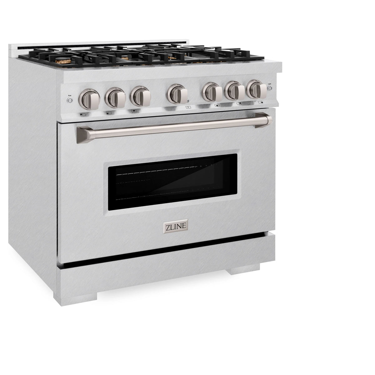 ZLINE - 36 in. 5.2 cu. ft. Classic Dual Fuel Range with Gas Cooktop and Electric Convection Oven in Satin Stainless Steel with 6 Brass Burners (CDRS-BR-36)