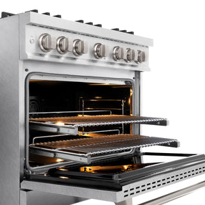 ZLINE - 36 in. 5.2 cu. ft. Classic Dual Fuel Range with Gas Cooktop and Electric Convection Oven in Satin Stainless Steel with 6 Brass Burners (CDRS-BR-36)