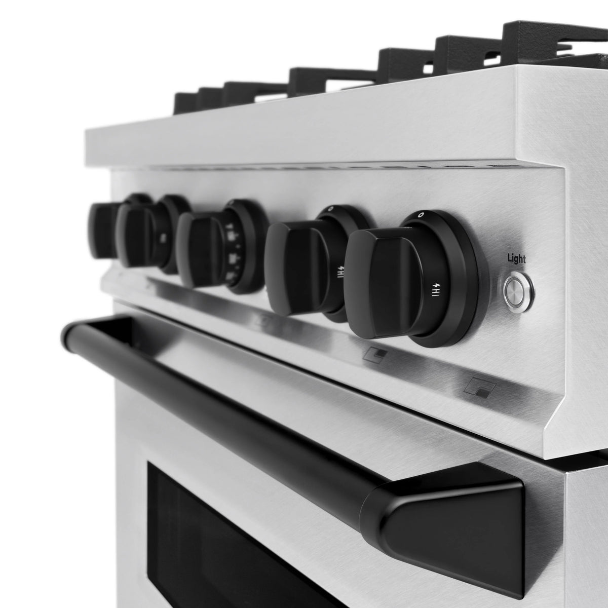 ZLINE - Autograph Edition 30 in. 4.2 cu. ft. Classic Gas Range with 4 Burner Cooktop and Convection Gas Oven in Stainless Steel and Matte Black Accents