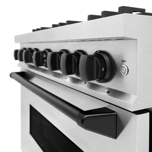 ZLINE - Autograph Edition 36 in. 5.2 cu. ft. Classic Dual Fuel Range with 6 Burner Gas Cooktop and Electric Convection Oven in Satin Stainless Steel with Matte Black Accents