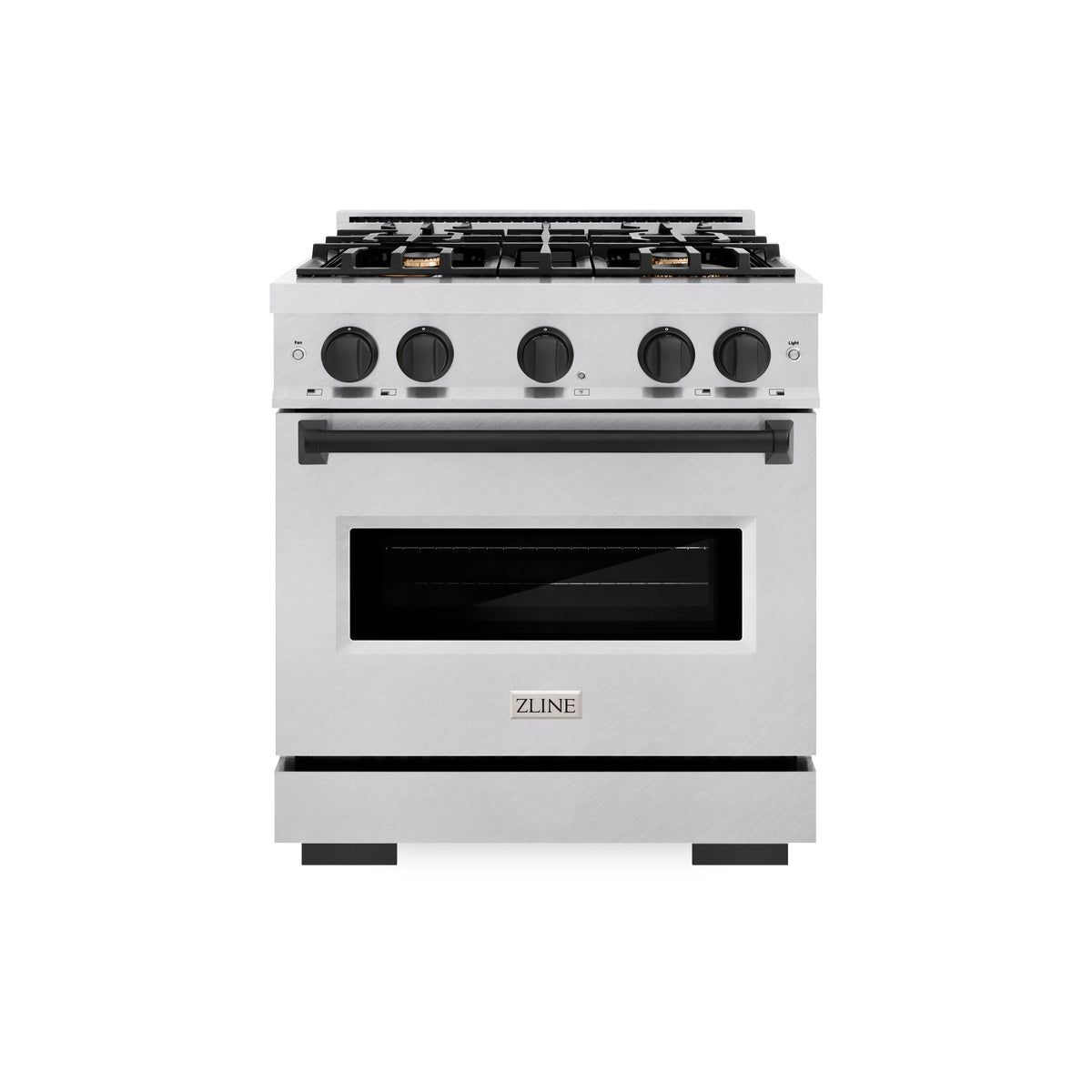 ZLINE - Autograph Edition 30 in. 4.2 cu. ft. Classic Dual Fuel Range with 4 Burner Gas Cooktop and Electric Convection Oven in Satin Stainless Steel with Matte Black Accents