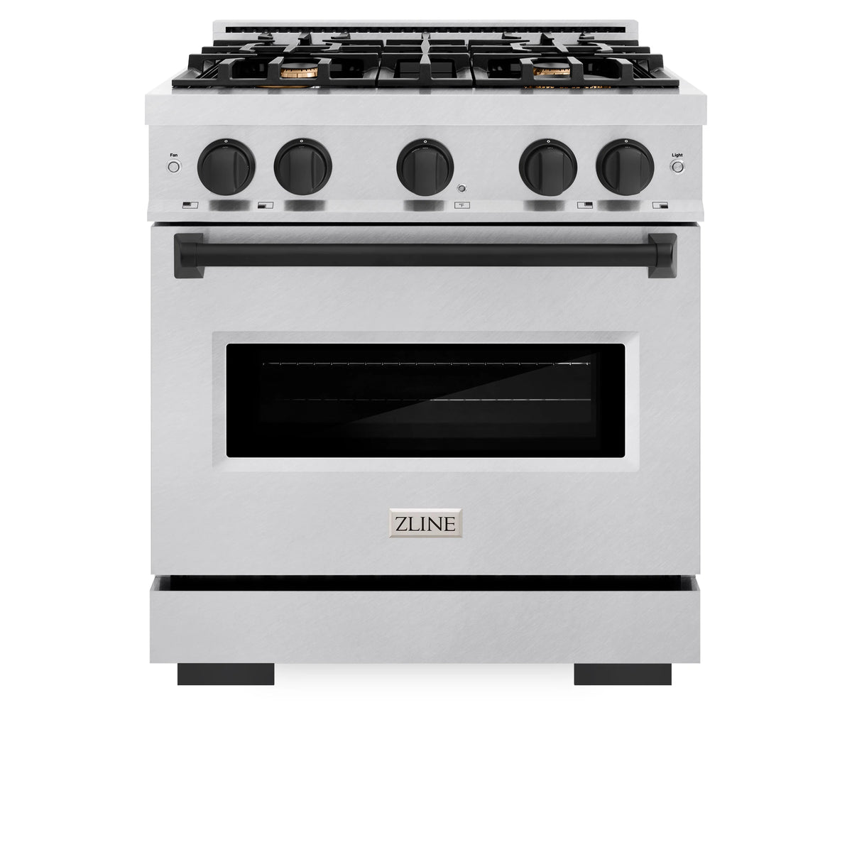 ZLINE - Autograph Edition 30 in. 4.2 cu. ft. Classic Gas Range with 4 Burner Cooktop and Convection Gas Oven in Stainless Steel and Matte Black Accents