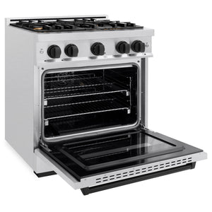 ZLINE - Autograph Edition 30 in. 4.2 cu. ft. Classic Gas Range with 4 Burner Cooktop and Convection Gas Oven in Stainless Steel and Matte Black Accents