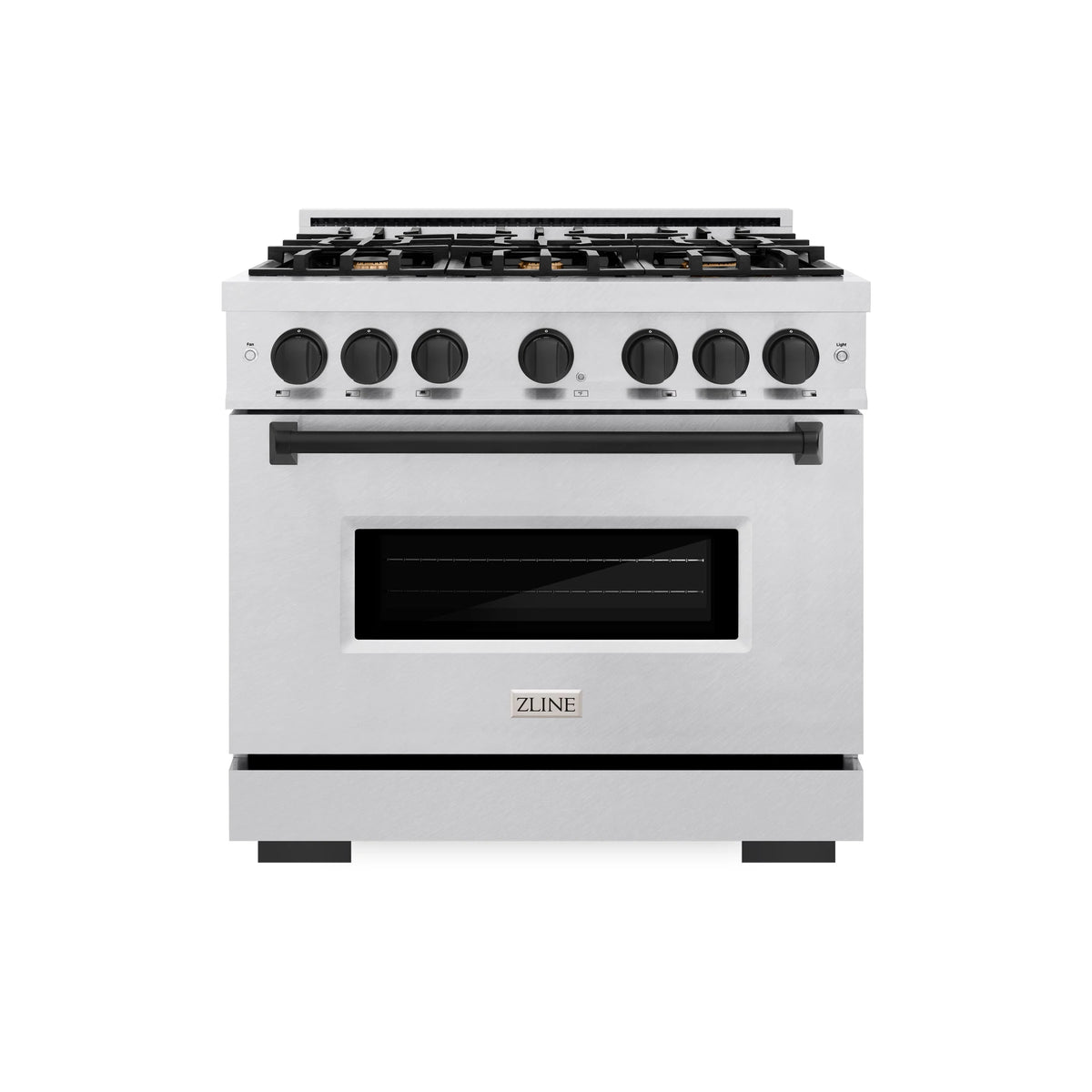 ZLINE - Autograph Edition 36 in. 5.2 cu. ft. Classic Dual Fuel Range with 6 Burner Gas Cooktop and Electric Convection Oven in Satin Stainless Steel with Matte Black Accents