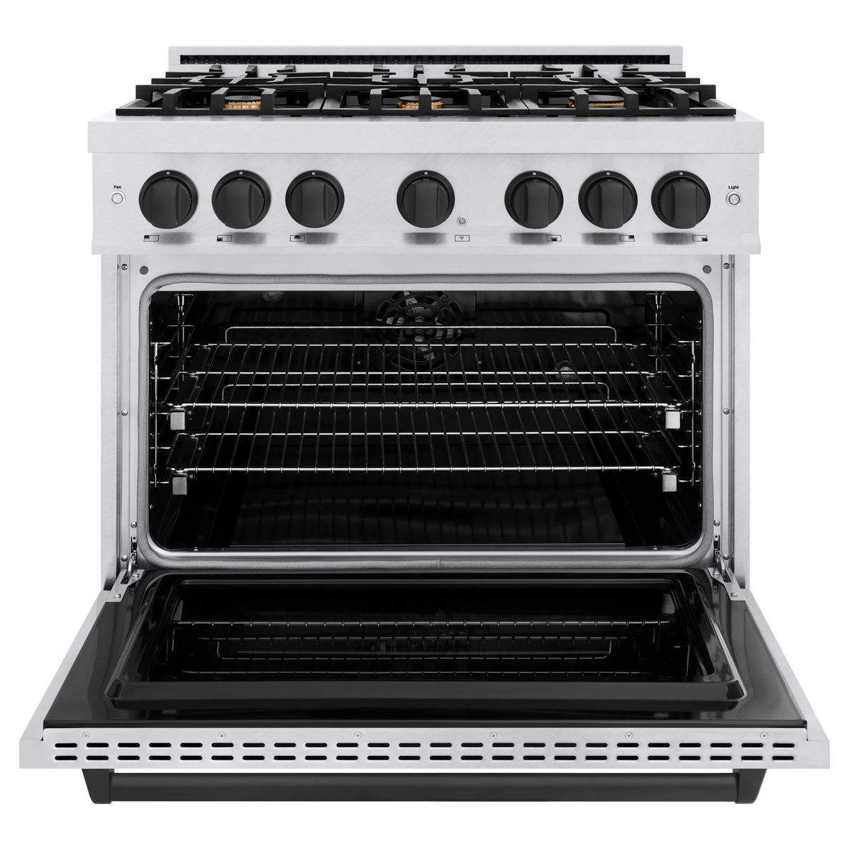 ZLINE - Autograph Edition 36 in. 5.2 cu. ft. Classic Dual Fuel Range with 6 Burner Gas Cooktop and Electric Convection Oven in Satin Stainless Steel with Matte Black Accents