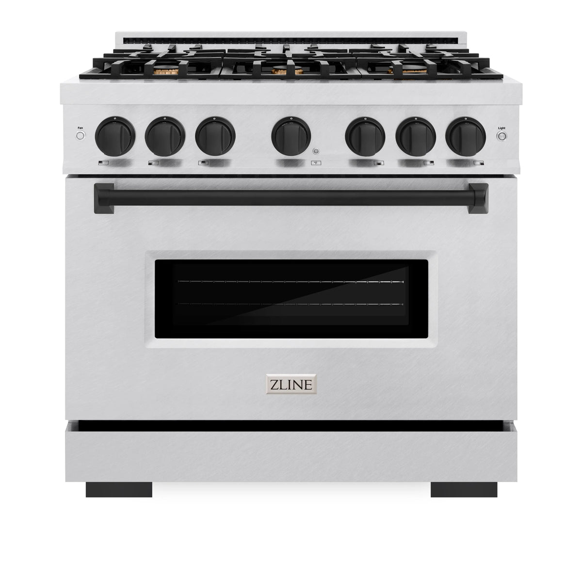 ZLINE - Autograph Edition 36 in. 5.2 cu. ft. Classic Dual Fuel Range with 6 Burner Gas Cooktop and Electric Convection Oven in Satin Stainless Steel with Matte Black Accents