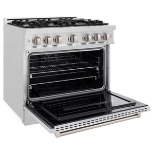 ZLINE - 36 in. 5.2 cu. ft. Classic Gas Range with 6 Burner Cooktop and Convection Gas Oven in Satin Stainless Steel (CGRS-36)