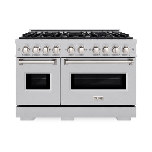 ZLINE - 48 in. 6.7 cu. ft. Classic Double Oven Gas Range with 8 Burner Cooktop in Satin Stainless Steel (CGRS-48)