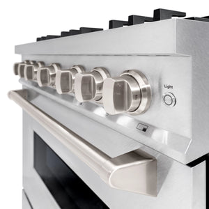 ZLINE - 36 in. 5.2 cu. ft. Classic Gas Range with Convection Gas Oven in Satin Stainless Steel with 6 Brass Burners (CGRS-BR-36)