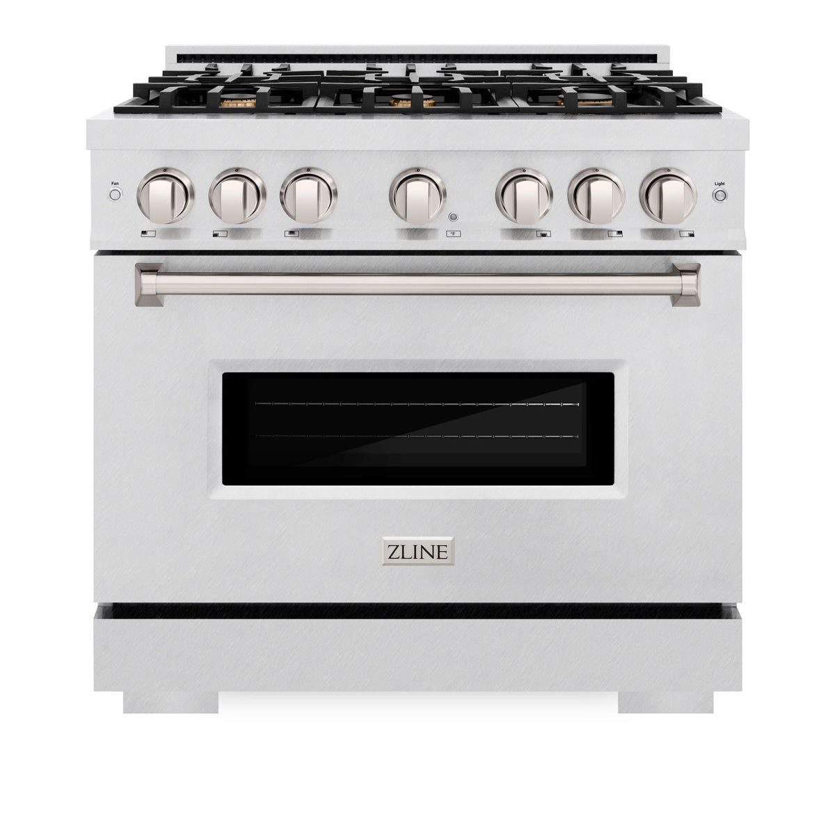 ZLINE - 36 in. 5.2 cu. ft. Classic Gas Range with Convection Gas Oven in Satin Stainless Steel with 6 Brass Burners (CGRS-BR-36)