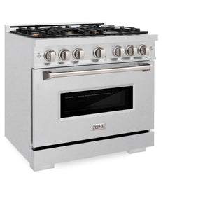 ZLINE - 36 in. 5.2 cu. ft. Classic Gas Range with Convection Gas Oven in Satin Stainless Steel with 6 Brass Burners (CGRS-BR-36)