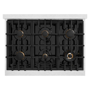 ZLINE - 36 in. 5.2 cu. ft. Classic Gas Range with Convection Gas Oven in Satin Stainless Steel with 6 Brass Burners (CGRS-BR-36)