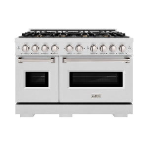 ZLINE - 48 in. 6.7 cu. ft. Classic Double Oven Gas Range in Satin Stainless Steel with 8 Brass Burners (CGRS-BR-48)