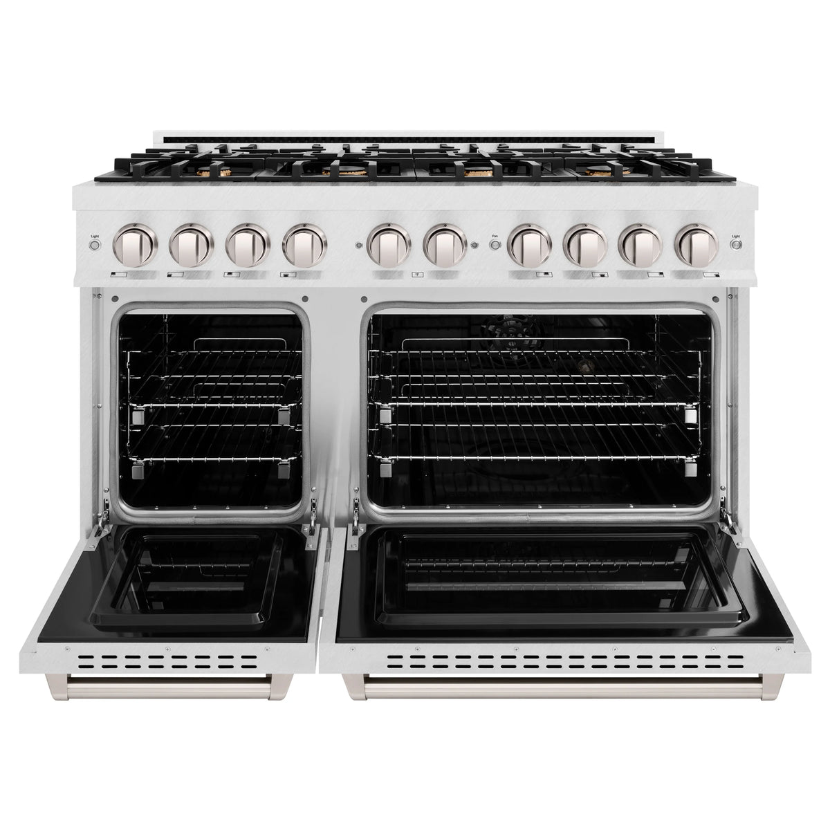ZLINE - 48 in. 6.7 cu. ft. Classic Double Oven Gas Range in Satin Stainless Steel with 8 Brass Burners (CGRS-BR-48)