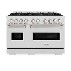 ZLINE - 48 in. 6.7 cu. ft. Classic Double Oven Gas Range in Satin Stainless Steel with 8 Brass Burners (CGRS-BR-48)