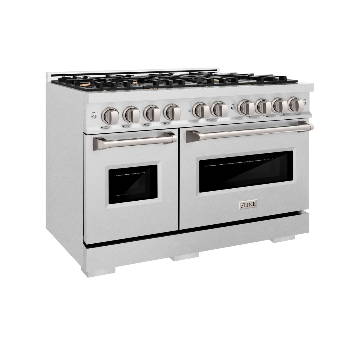 ZLINE - 48 in. 6.7 cu. ft. Classic Double Oven Gas Range in Satin Stainless Steel with 8 Brass Burners (CGRS-BR-48)