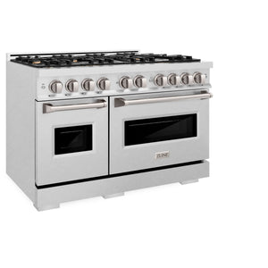 ZLINE - 48 in. 6.7 cu. ft. Classic Double Oven Gas Range in Satin Stainless Steel with 8 Brass Burners (CGRS-BR-48)