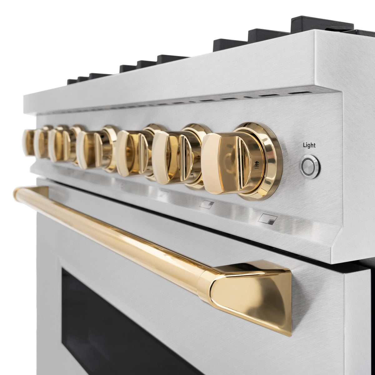 ZLINE - Autograph Edition 36 in. 5.2 cu. ft. Classic Gas Range with 6 Burner Cooktop and Convection Gas Oven in Satin Stainless Steel and Polished Gold Accents