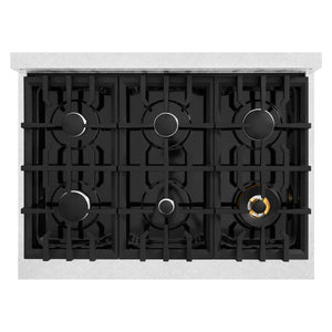 ZLINE - 36 in. 5.2 cu. ft. Classic Dual Fuel Range with 6 Burner Gas Cooktop and Electric Convection Oven in Satin Stainless Steel with White Matte Door
