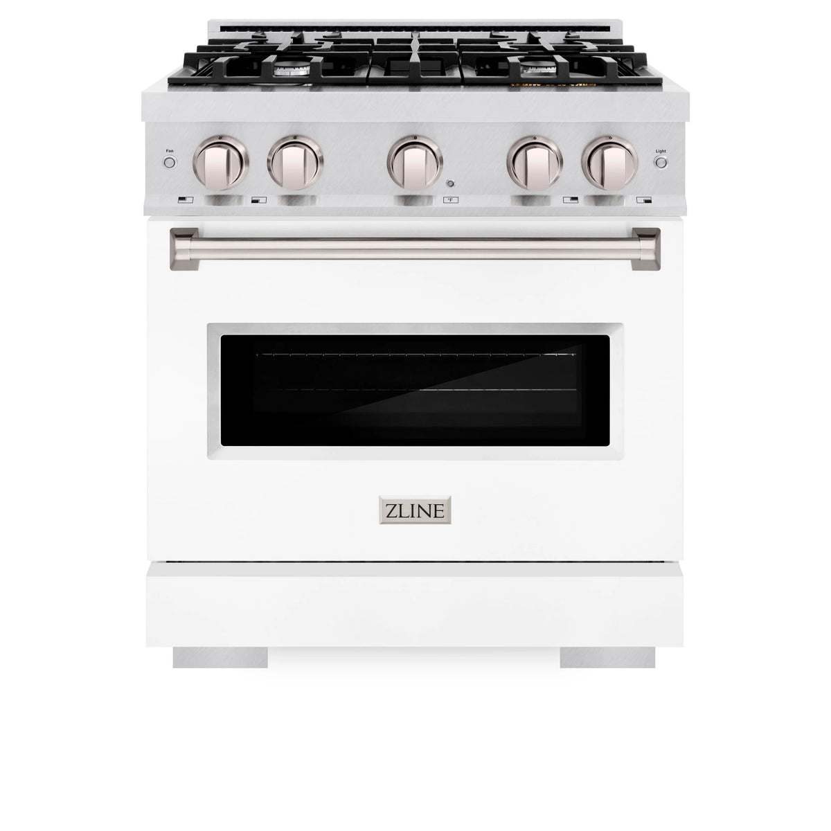 ZLINE - 30 in. 4.2 cu. ft. Classic Gas Range with 4 Burner Cooktop and Convection Gas Oven in Satin Stainless Steel with White Matte Door