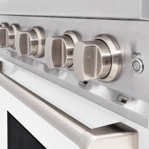 ZLINE - 30 in. 4.2 cu. ft. Classic Gas Range with 4 Burner Cooktop and Convection Gas Oven in Satin Stainless Steel with White Matte Door