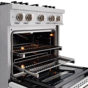 ZLINE - 30 in. 4.2 cu. ft. Classic Gas Range with 4 Burner Cooktop and Convection Gas Oven in Satin Stainless Steel with White Matte Door