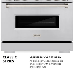 ZLINE - 30 in. 4.2 cu. ft. Classic Dual Fuel Range with 4 Burner Gas Cooktop and Electric Convection Oven in Stainless Steel (CDR30)