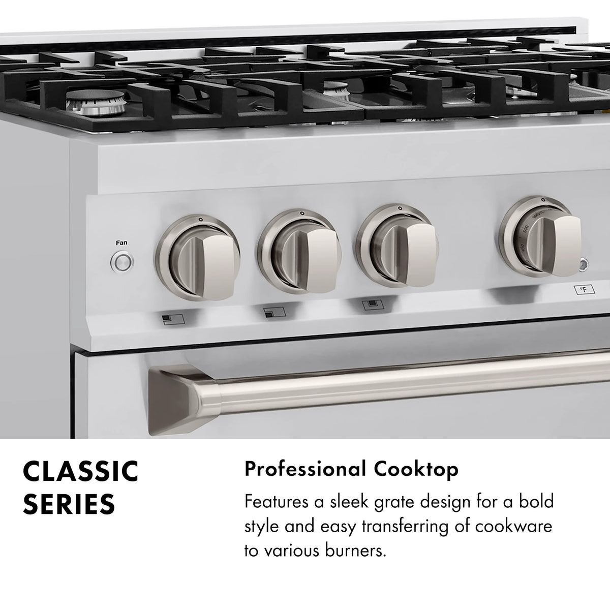 ZLINE - 36 in. 5.2 cu. ft. Classic Dual Fuel Range with 6 Burner Gas Cooktop and Electric Convection Oven in Stainless Steel (CDR36)