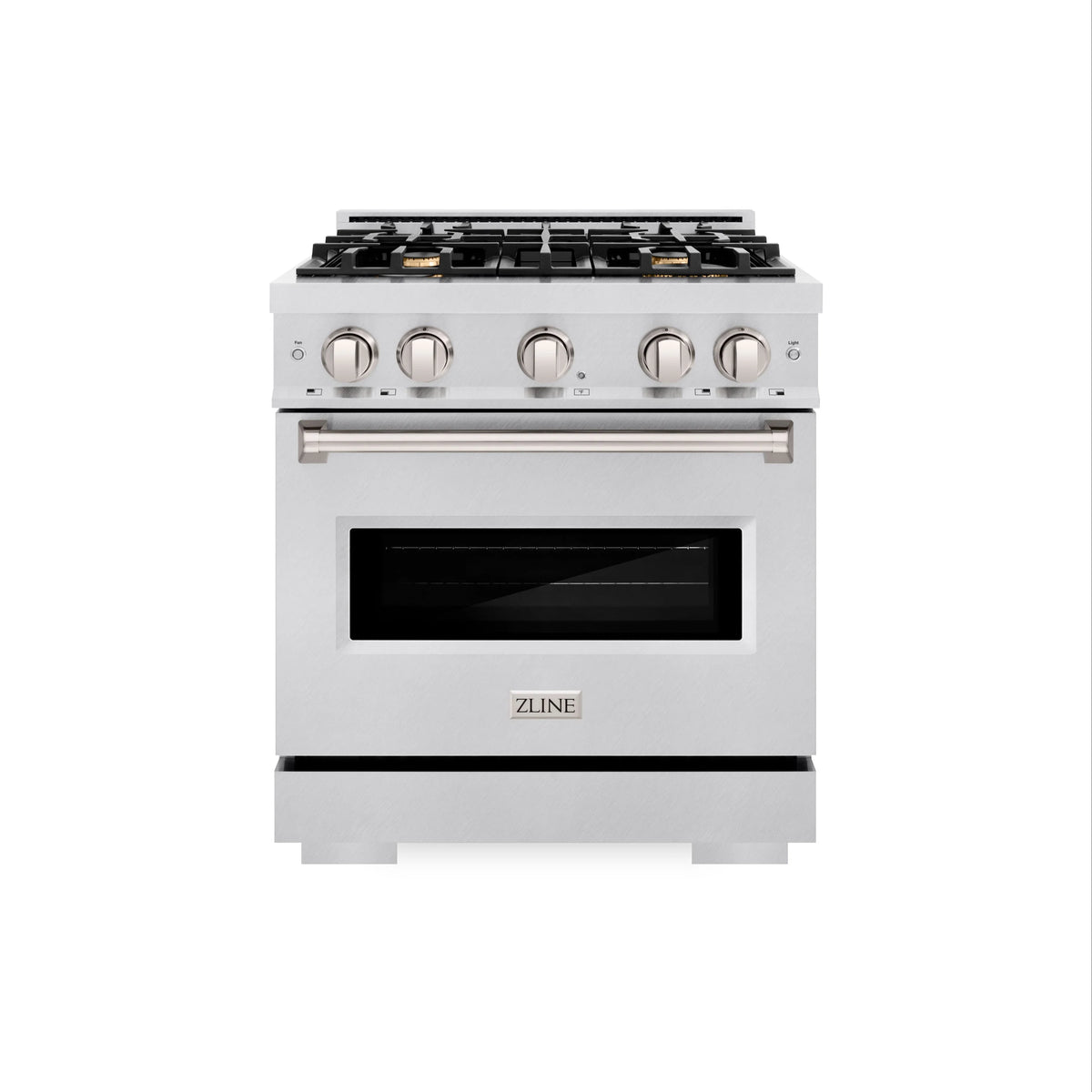 ZLINE - 30 in. 4.2 cu. ft. Classic Dual Fuel Range with Gas Cooktop and Electric Convection Oven in Stainless Steel with 4 Brass Burners (CDR-BR-30)