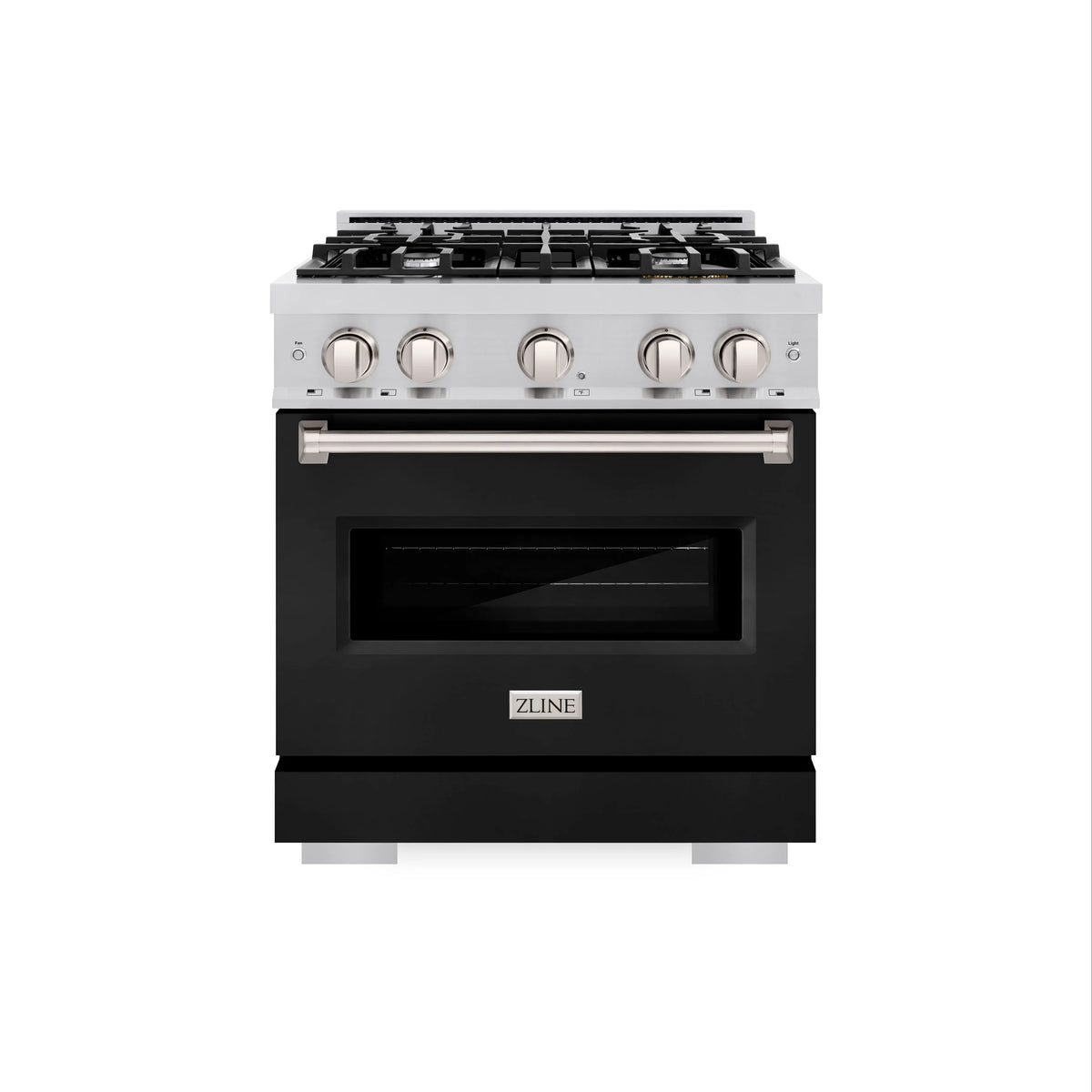 ZLINE - 30 in. 4.2 cu. ft. Classic Gas Range with 4 Burner Cooktop and Convection Gas Oven in Stainless Steel with Black Matte Door