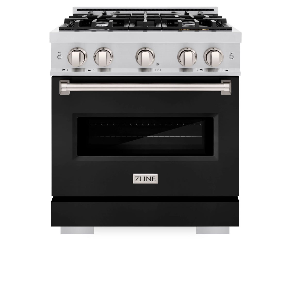 ZLINE - 30 in. 4.2 cu. ft. Classic Gas Range with 4 Burner Cooktop and Convection Gas Oven in Stainless Steel with Black Matte Door