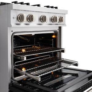 ZLINE - 30 in. 4.2 cu. ft. Classic Gas Range with 4 Burner Cooktop and Convection Gas Oven in Stainless Steel with Black Matte Door