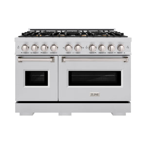 ZLINE - 48 in. 6.7 cu. ft. Classic Double Oven Dual Fuel Range in Stainless Steel with 8 Brass Burners (CDR-BR-48)