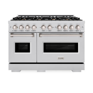 ZLINE - 48 in. 6.7 cu. ft. Classic Double Oven Dual Fuel Range in Stainless Steel with 8 Brass Burners (CDR-BR-48)