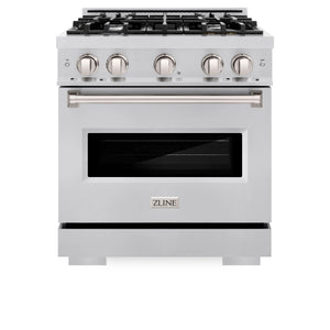 ZLINE - 30 in. 4.2 cu. ft. Classic Dual Fuel Range with 4 Burner Gas Cooktop and Electric Convection Oven in Stainless Steel (CDR30)