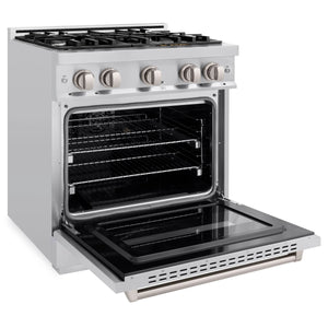 ZLINE - 30 in. 4.2 cu. ft. Classic Dual Fuel Range with 4 Burner Gas Cooktop and Electric Convection Oven in Stainless Steel (CDR30)