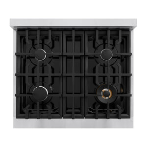 ZLINE - 30 in. 4.2 cu. ft. Classic Dual Fuel Range with 4 Burner Gas Cooktop and Electric Convection Oven in Stainless Steel (CDR30)