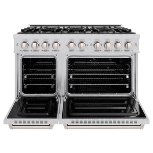 ZLINE - 48 in. 6.7 cu. ft. Classic Double Oven Dual Fuel Range with 8 Burner Gas Cooktop in Stainless Steel (CDR48)