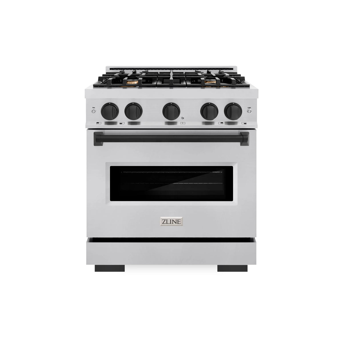 ZLINE - Autograph Edition 30 in. 4.2 cu. ft. Classic Dual Fuel Range with 4 Burner Gas Cooktop and Electric Convection Oven in Stainless Steel with Matte Black Accents