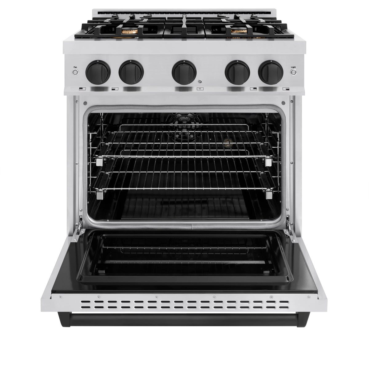 ZLINE - Autograph Edition 30 in. 4.2 cu. ft. Classic Dual Fuel Range with 4 Burner Gas Cooktop and Electric Convection Oven in Stainless Steel with Matte Black Accents