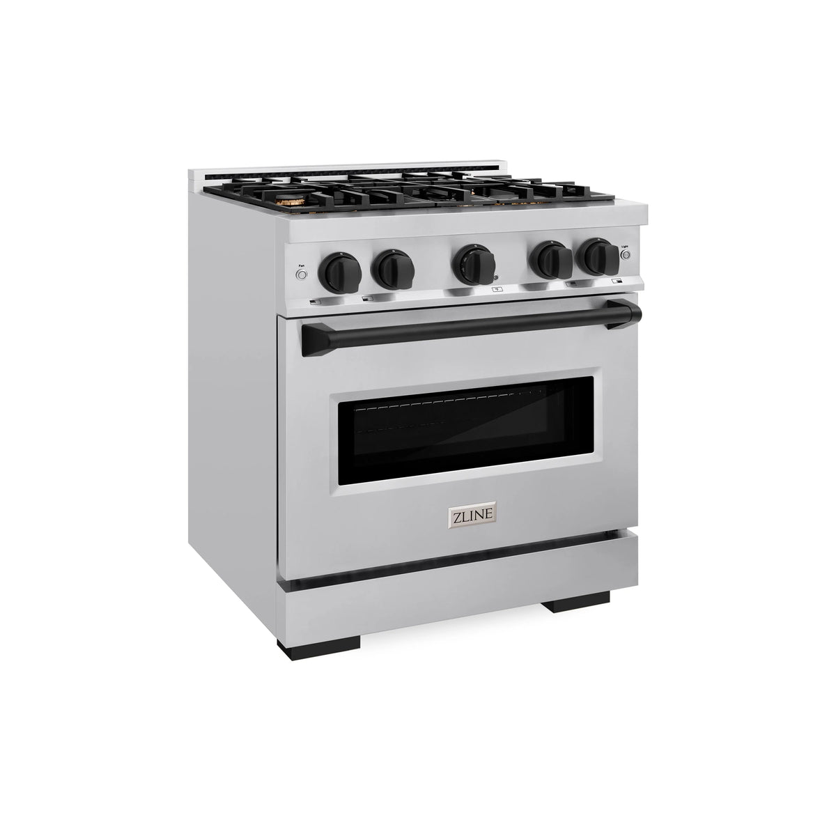 ZLINE - Autograph Edition 30 in. 4.2 cu. ft. Classic Dual Fuel Range with 4 Burner Gas Cooktop and Electric Convection Oven in Stainless Steel with Matte Black Accents