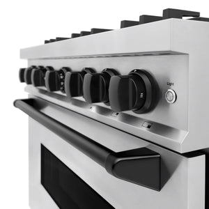 ZLINE - Autograph Edition 36 in. 5.2 cu. ft. Classic Dual Fuel Range with 6 Burner Gas Cooktop and Electric Convection Oven in Stainless Steel with Matte Black Accents
