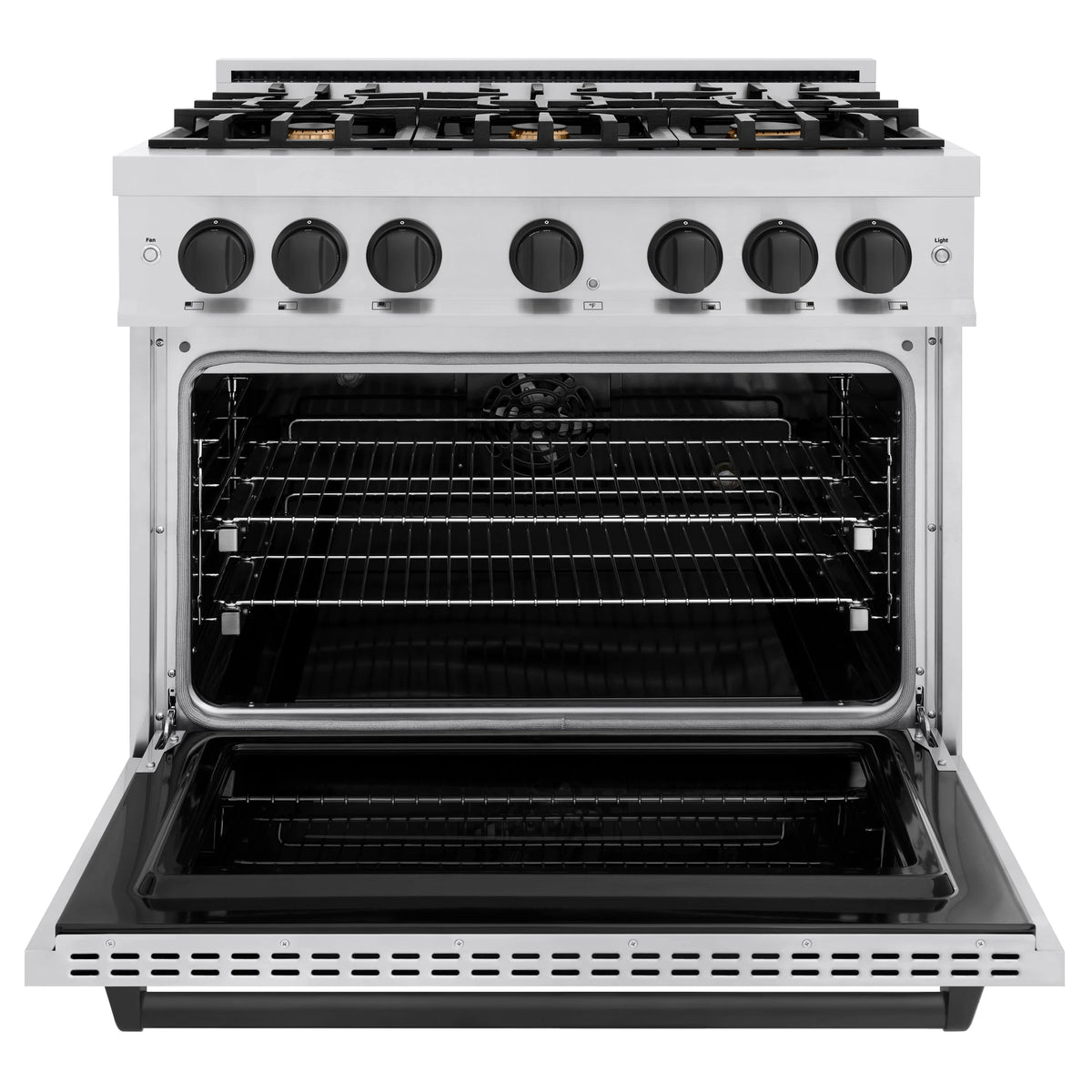 ZLINE - Autograph Edition 36 in. 5.2 cu. ft. Classic Dual Fuel Range with 6 Burner Gas Cooktop and Electric Convection Oven in Stainless Steel with Matte Black Accents