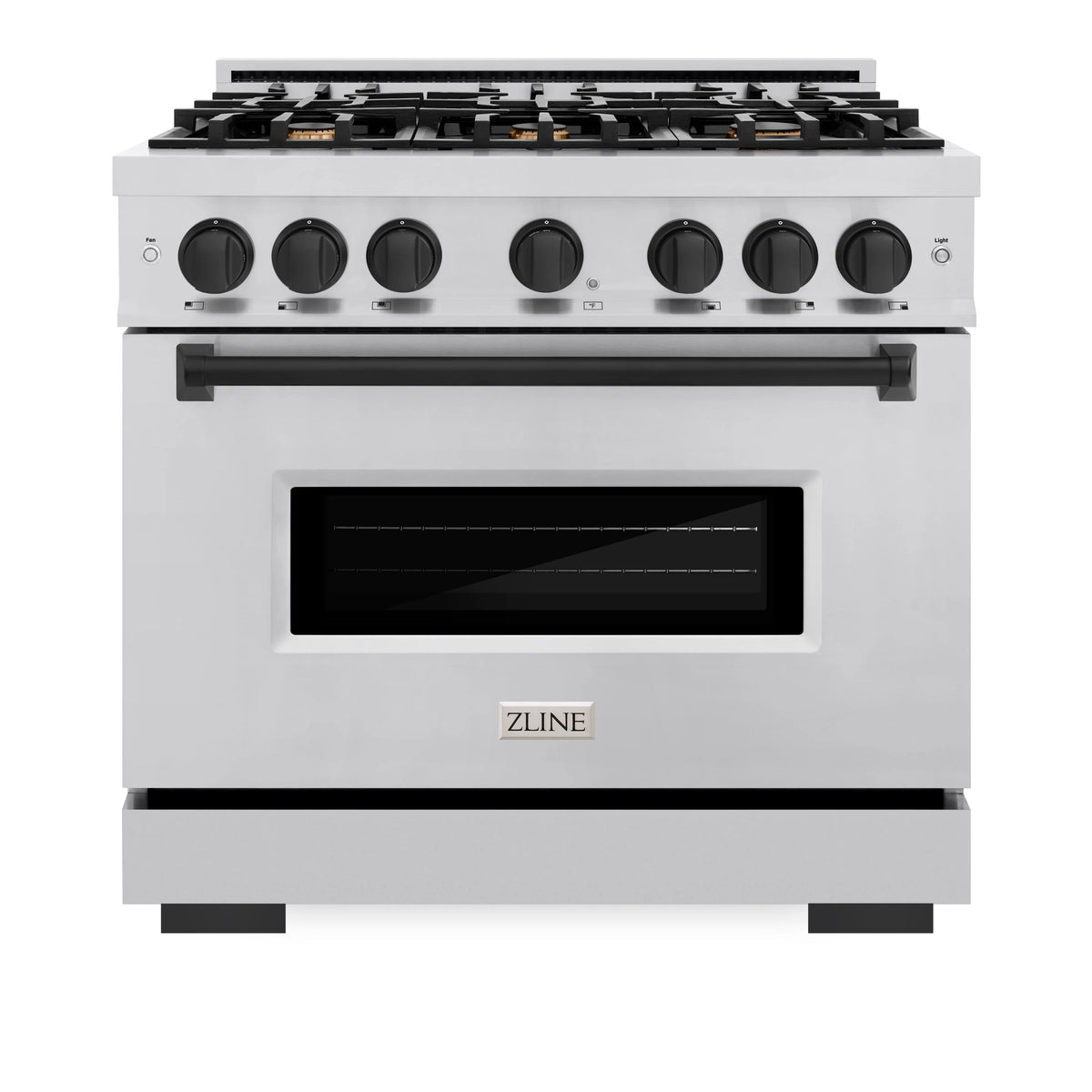 ZLINE - Autograph Edition 36 in. 5.2 cu. ft. Classic Dual Fuel Range with 6 Burner Gas Cooktop and Electric Convection Oven in Stainless Steel with Matte Black Accents