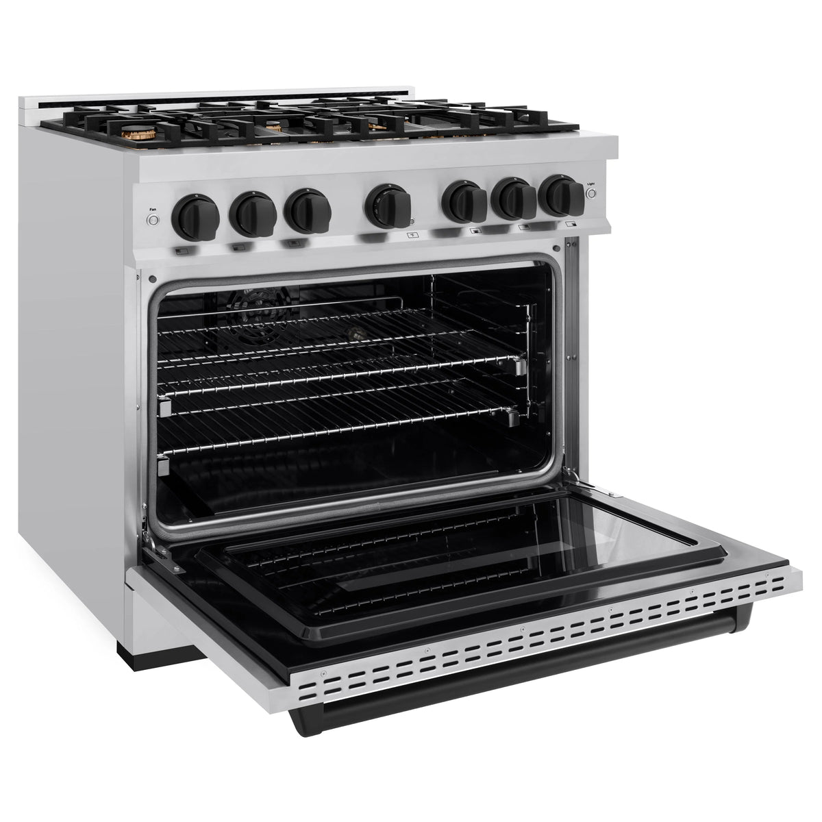 ZLINE - Autograph Edition 36 in. 5.2 cu. ft. Classic Dual Fuel Range with 6 Burner Gas Cooktop and Electric Convection Oven in Stainless Steel with Matte Black Accents