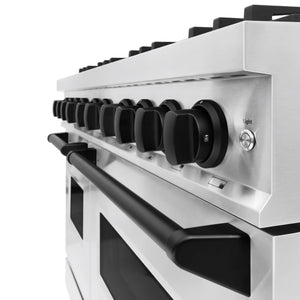 ZLINE - Autograph Edition 48 in. 6.7 cu. ft. Classic Double Oven Dual Fuel Range with 8 Burner Gas Cooktop in Stainless Steel and Matte Black Accents