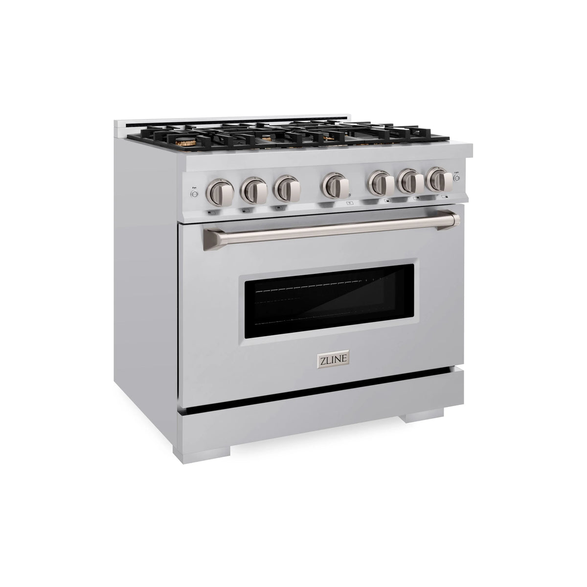 ZLINE - 36 in. 5.2 cu. ft. Classic Gas Range with Convection Gas Oven in Stainless Steel with 6 Brass Burners (CGR-BR-36)
