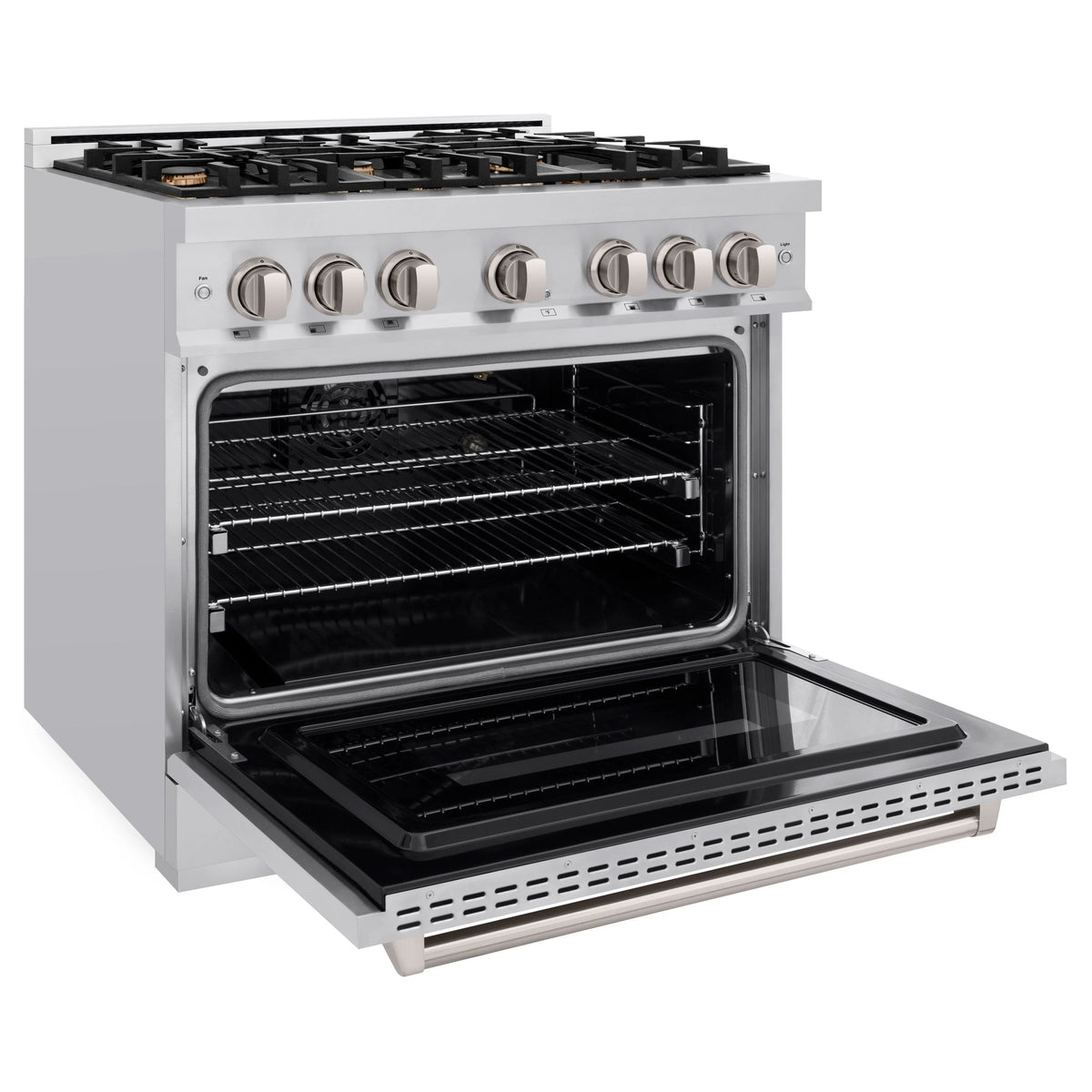 ZLINE - 36 in. 5.2 cu. ft. Classic Gas Range with Convection Gas Oven in Stainless Steel with 6 Brass Burners (CGR-BR-36)